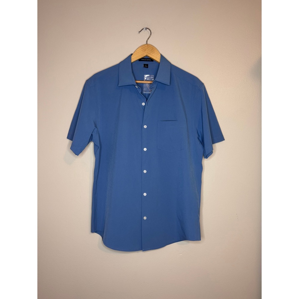 Mercer+Mettle Blue Stretch Button Front Shirt Medium
